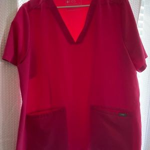 Figs Shocking Pink Casma 3 Pocket Scrub Top XXL